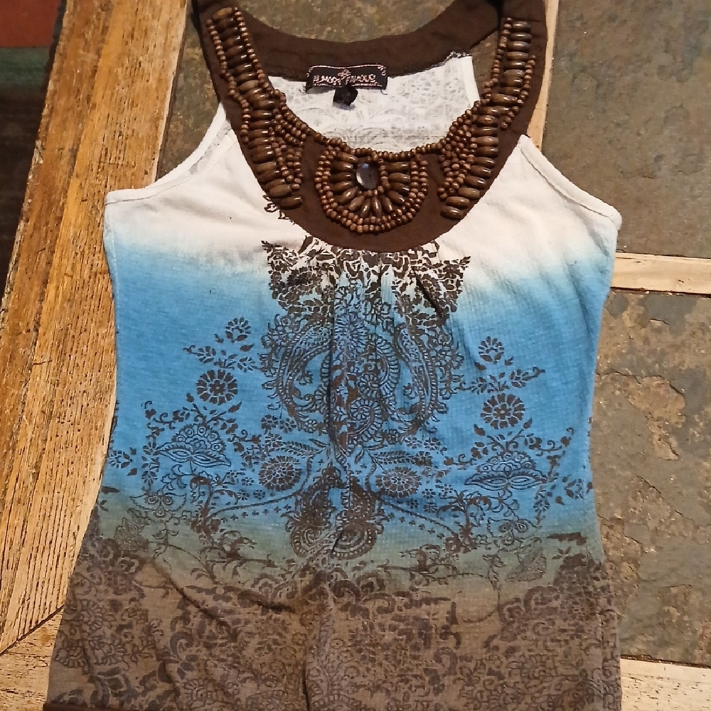 Simply Couture Blue and Brown Tank Top